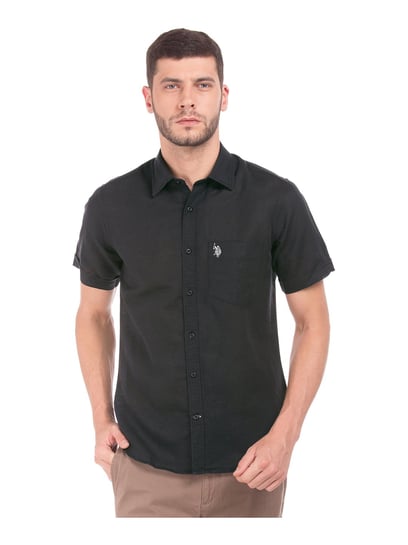 black shirt us polo