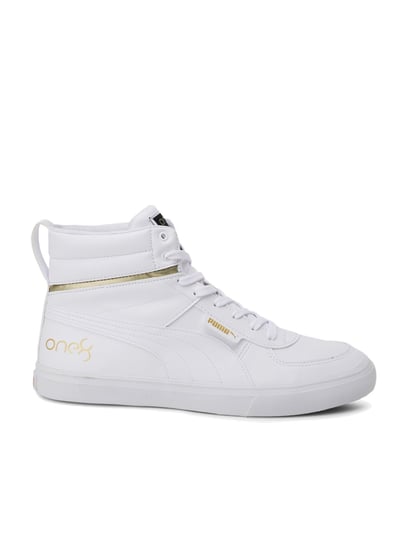 puma one8 mid white ankle high sneakers