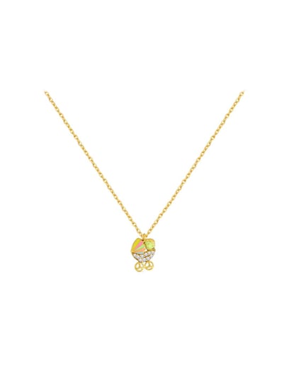 Virgin Mary, Clear CZ Heart Children's Necklace for Girls - 14K Rose Gold