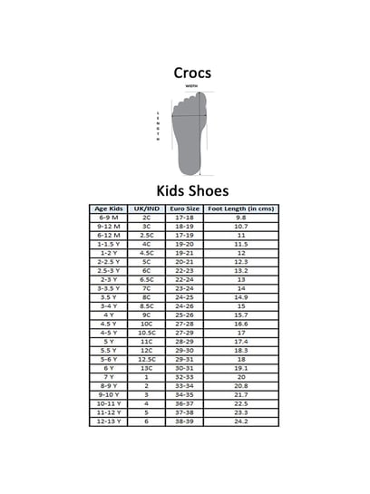 Crocs kids shoe size chart new arrivals