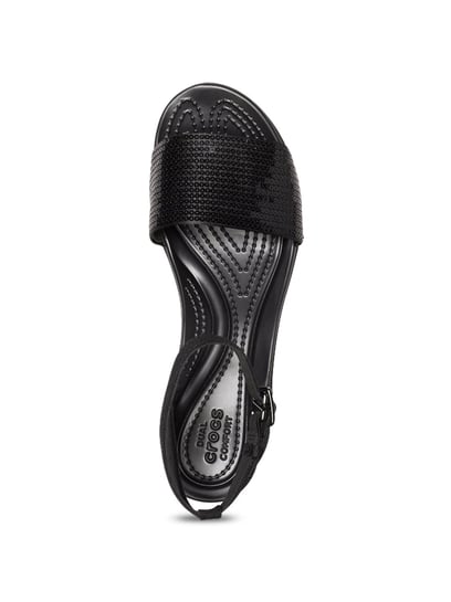 Amazon.com | Crocs Women's Sanrah MetalBlock Sandal Slide, Gunmetal/Black,  11 M US | Slides