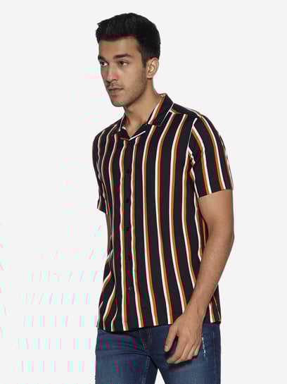 black orange striped shirt