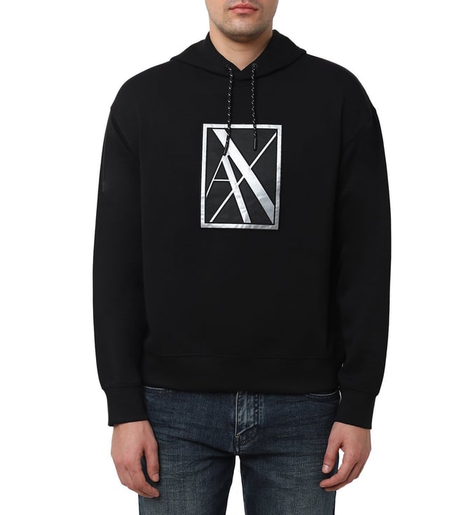 Buy Armani Exchange Black Classic Fit Logo Hoodie for Men Online @ Tata  CLiQ Luxury