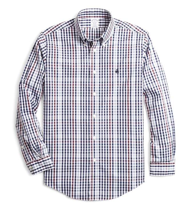 Buy Brooks Brothers Navy Non Iron Pinpoint YarnDyed Sport Shirt