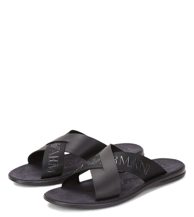 Buy Emporio Armani Black Logo Cross Strap Sandals for Men Online @ Tata  CLiQ Luxury