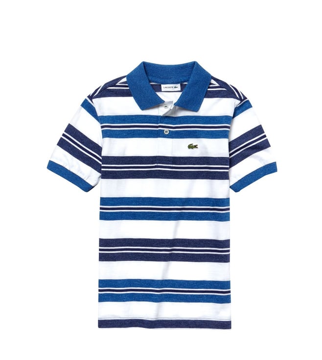 lacoste blue striped polo