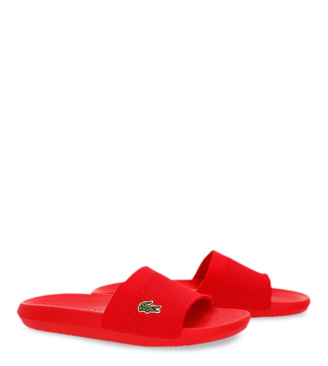 lacoste red slides