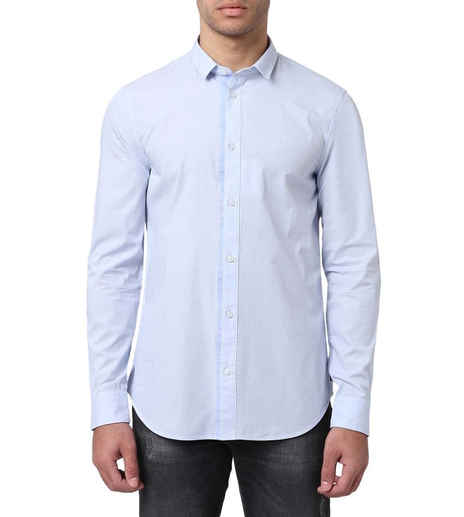 Buy Armani Exchange Light Blue Dobby Slim Fit Shirt for Men Online @ Tata  CLiQ Luxury