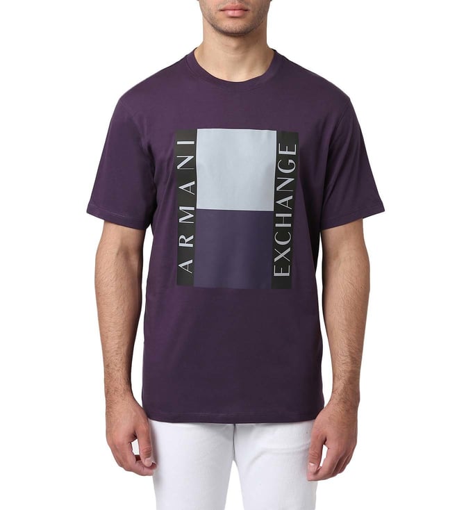 Buy Armani Exchange Night Shade Regular Fit Logo Crew T-Shirt for Men  Online @ Tata CLiQ Luxury