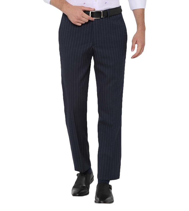 striped slim fit trousers