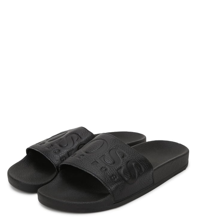 Buy BOSS Black Solar Logo Slides for Men Online Tata CLiQ Luxury