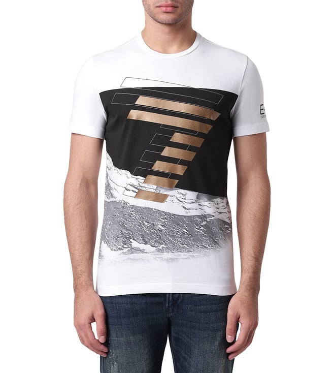 Buy Emporio Armani White Regular Fit EA7 Logo Men T-Shirt for Men Online @  Tata CLiQ Luxury