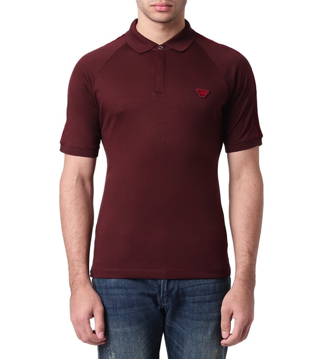 Buy Emporio Armani Maroon Slim Fit Logo Men Polo Shirt for Men Online @  Tata CLiQ Luxury