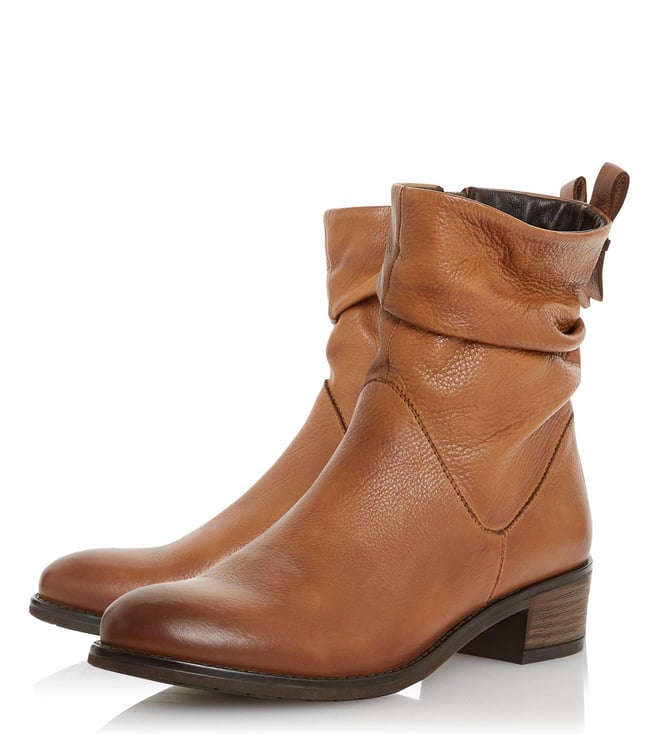tan ruched ankle boots