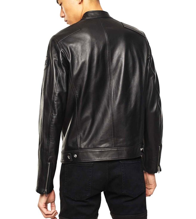 Buy Diesel Black Regular Fit L-BOY GIACCA Leather Biker Jacket for Men ...