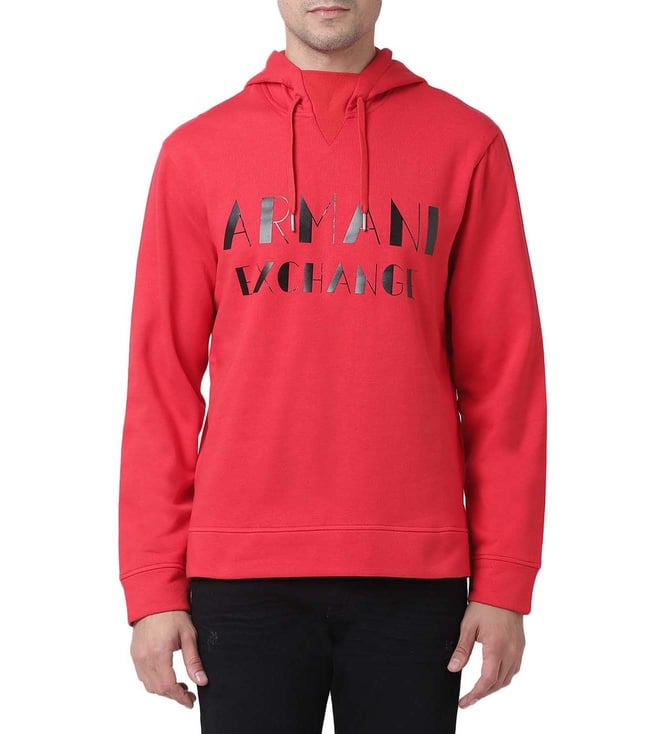 Armani Exchange Absolut Red Classic Fit Logo Hoodie