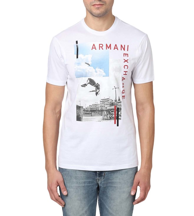 Buy Armani Exchange White Regular Fit Crew T-Shirt for Men Online @ Tata  CLiQ Luxury