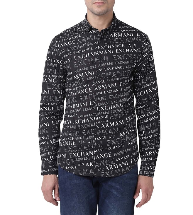 Buy Armani Exchange All-Over Extreme Logo Black Slim Fit Shirt for Men  Online @ Tata CLiQ Luxury