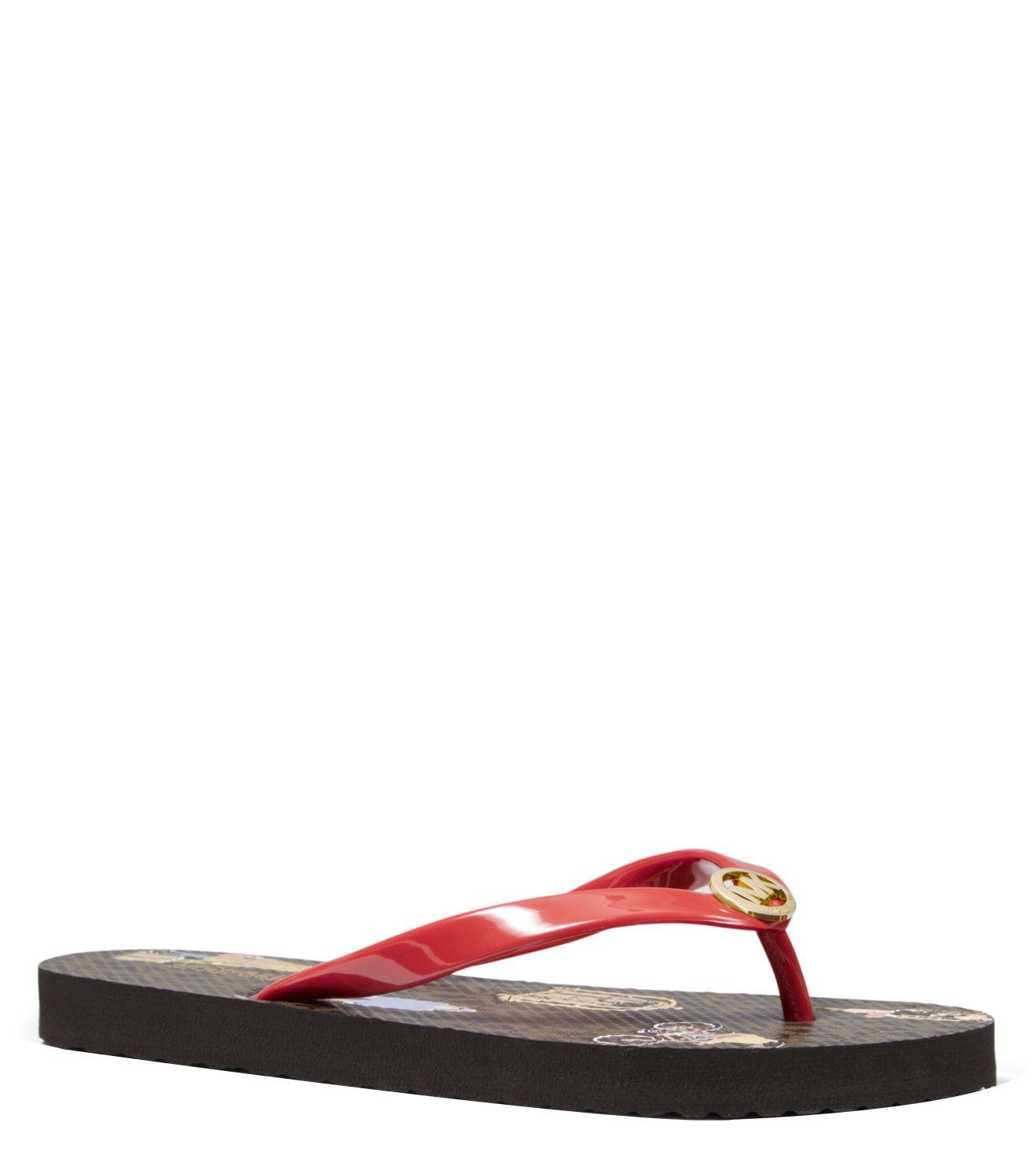 michael kors flip flops womens red