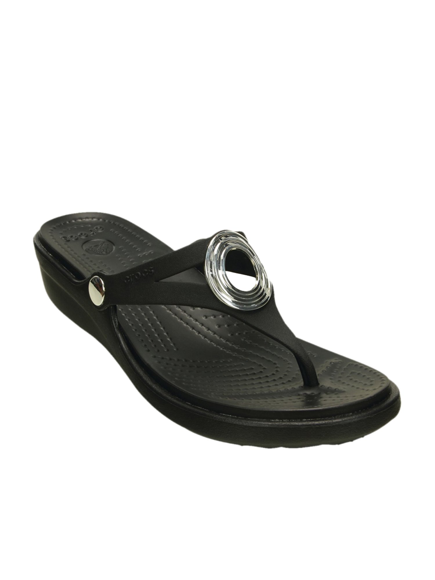 crocs with silver circle