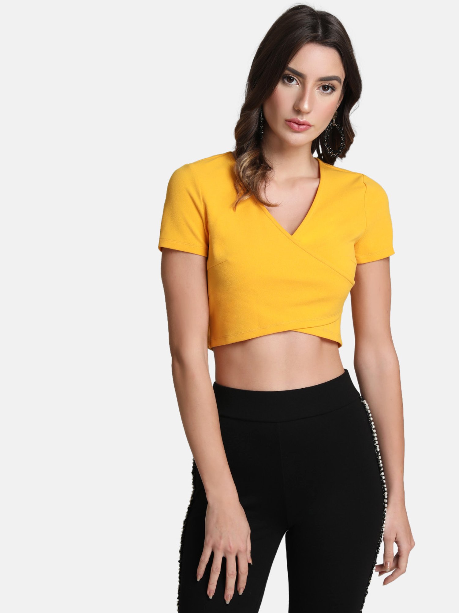 yellow fitted crop top