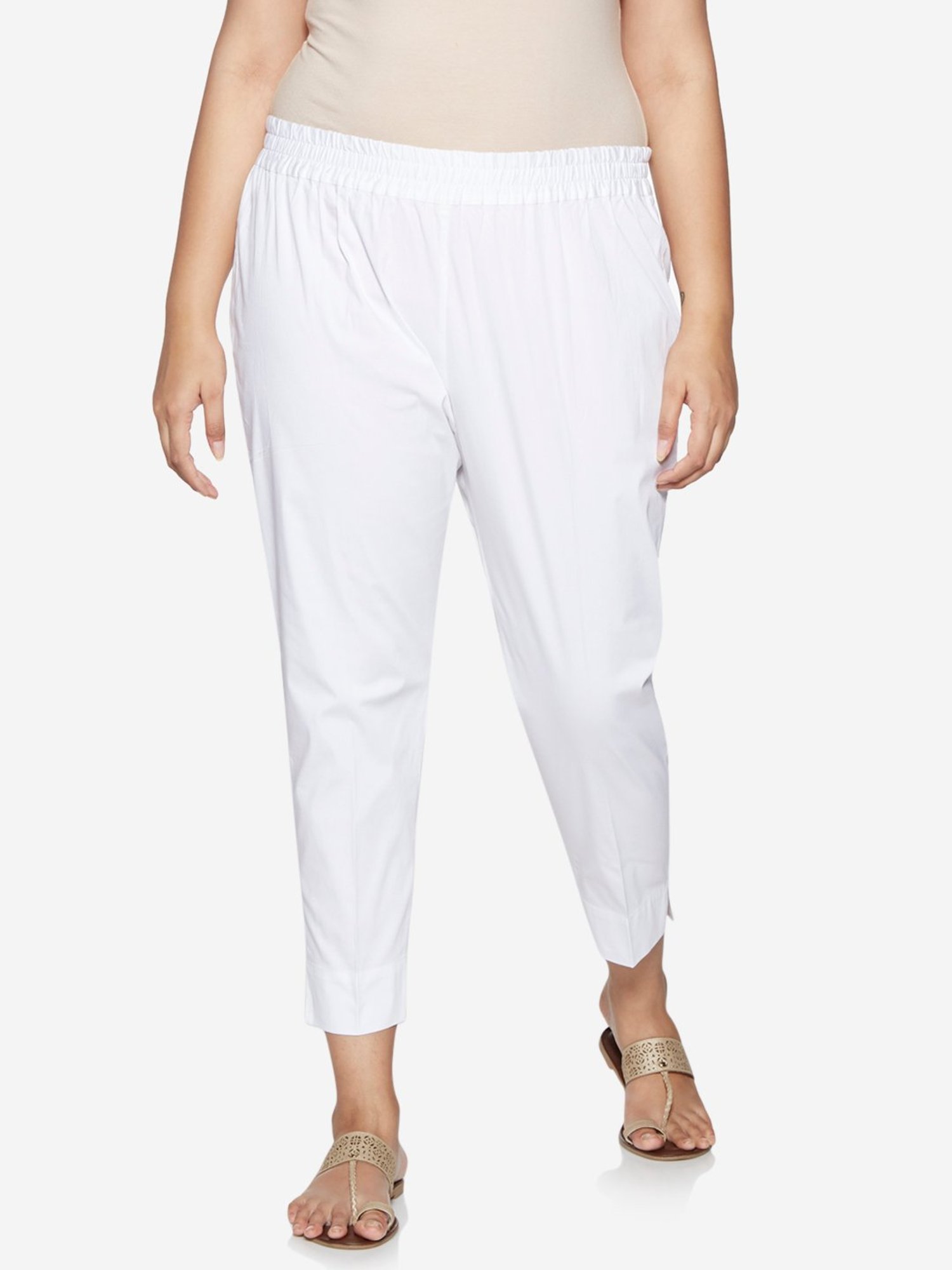 Navy  White Cotton Lycra Plus Size Stretchable Pant combo 2 pcs Trousers   Pants