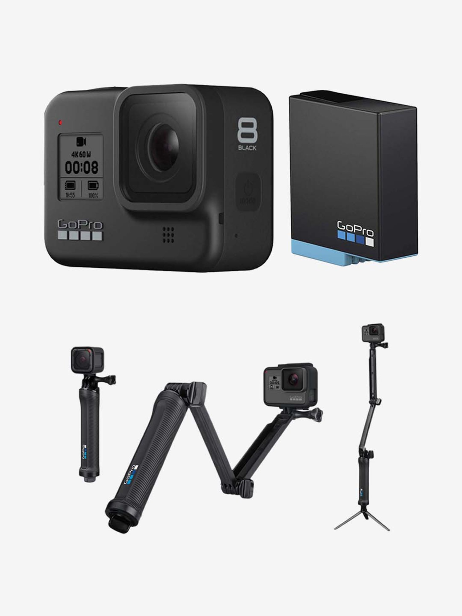 Gopro Hero 8 Chdhx 801 12 Mp Sports And Action Camera With 3 Way Grip Rechargeable Battery Black From Gopro At Best Prices On Tata Cliq