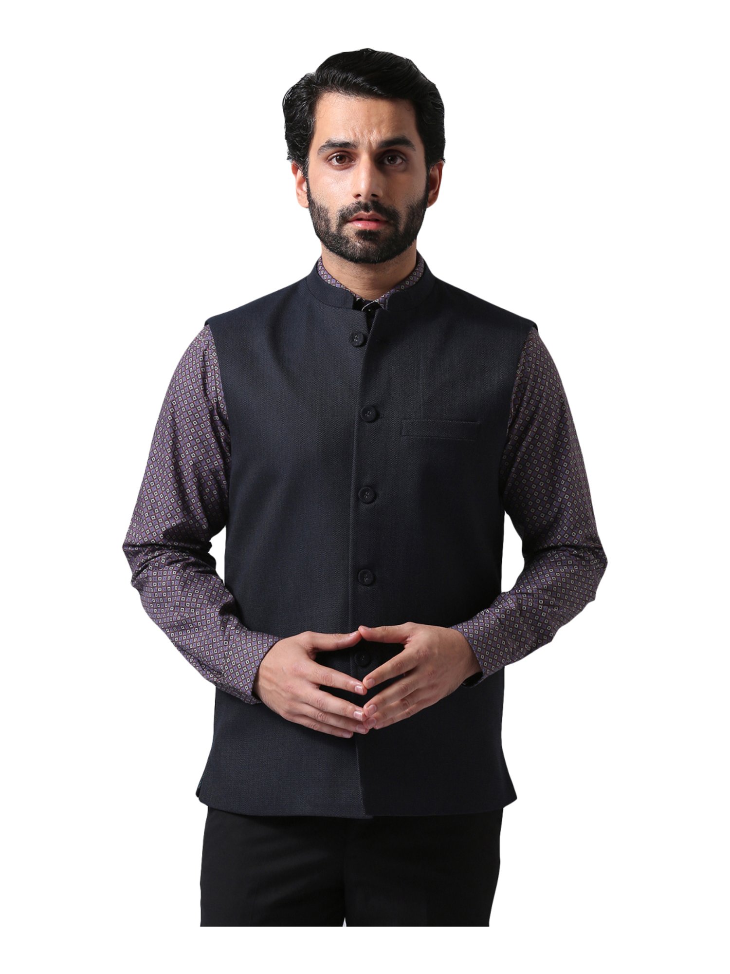 true blue nehru jacket