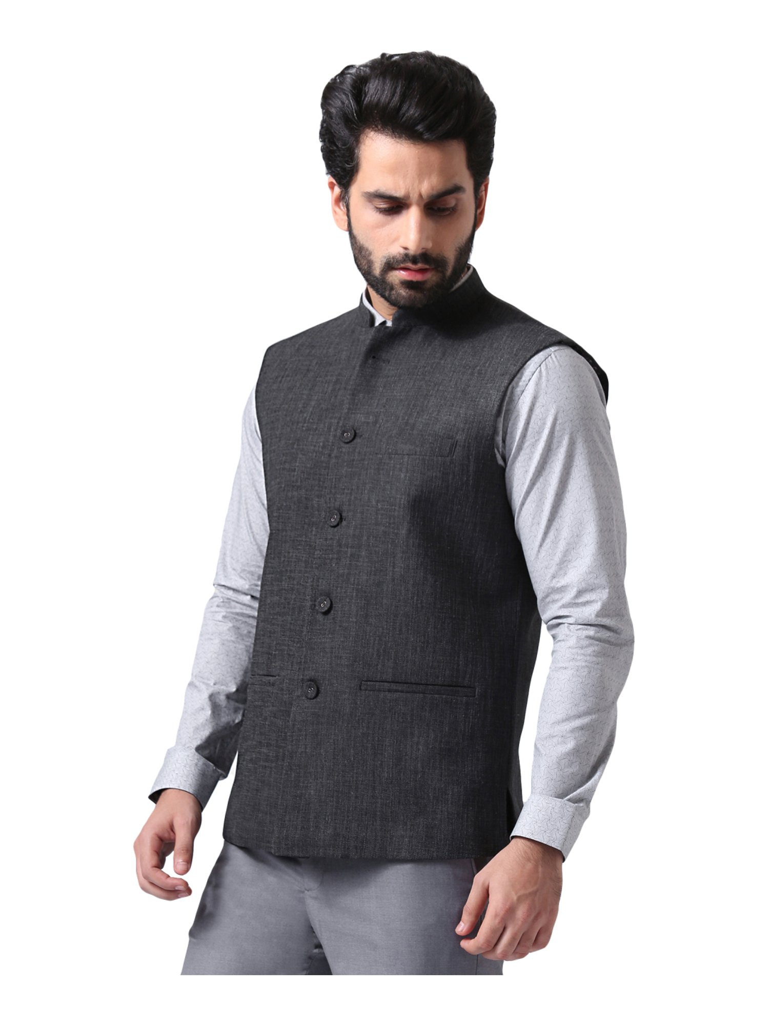 true blue nehru jacket