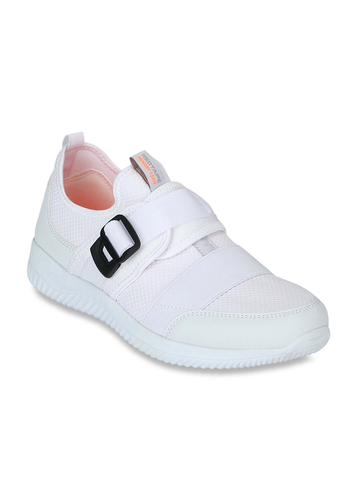 red tape white walking shoes