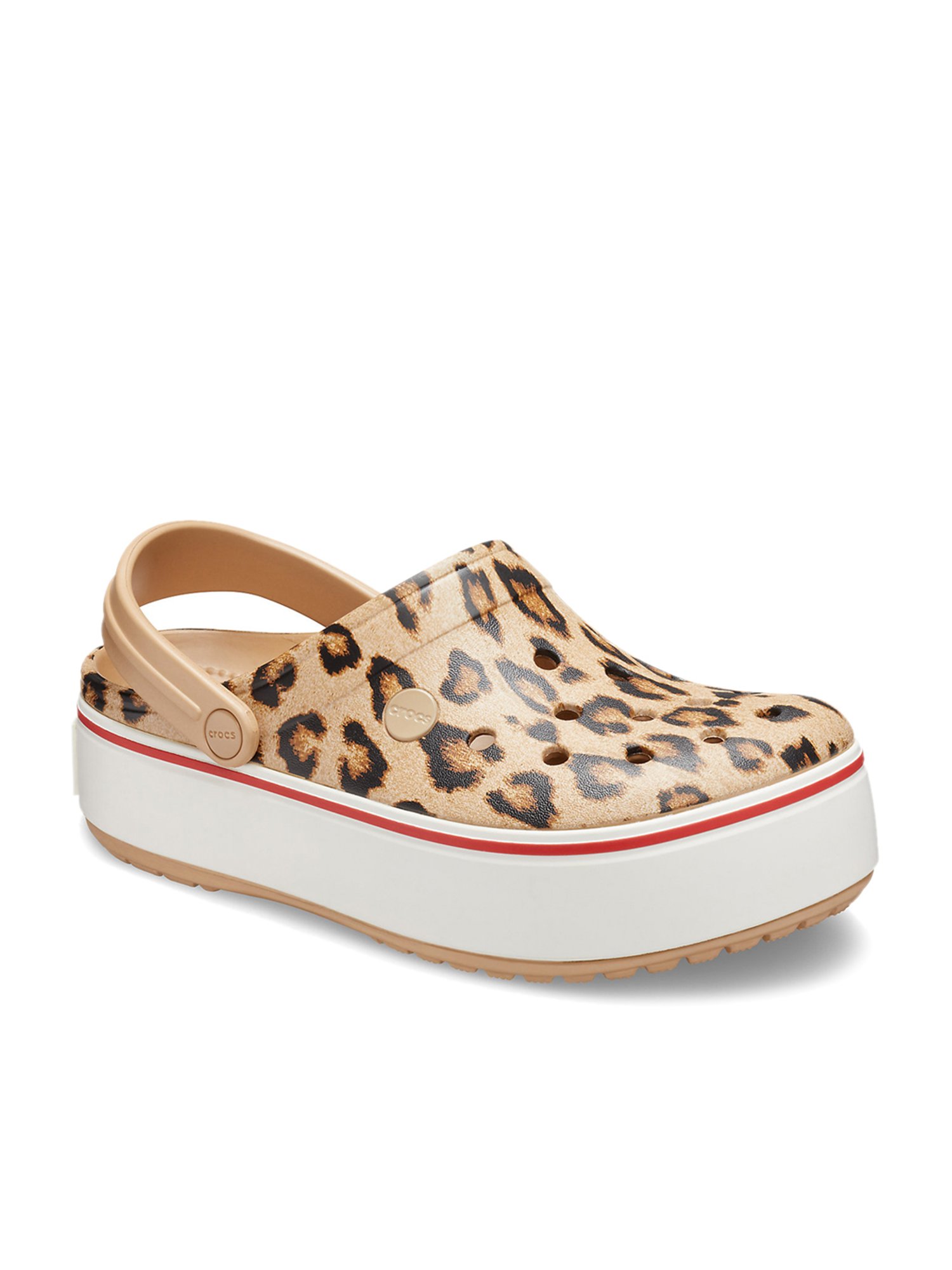 white crocs leopard strap