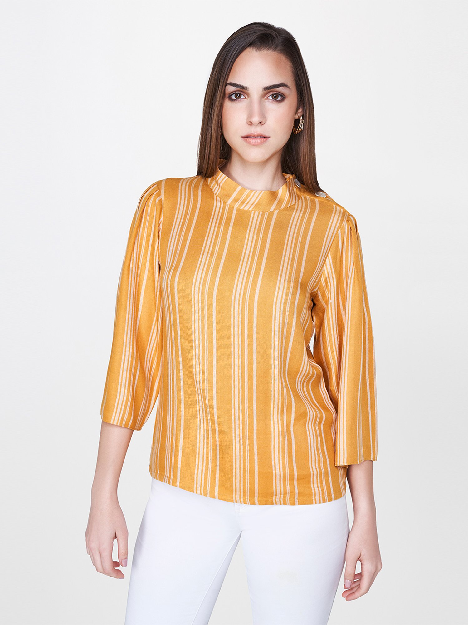 yellow striped top