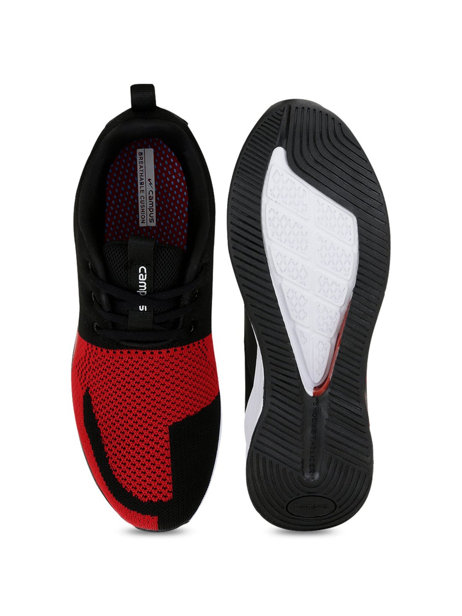 campus shoes red black