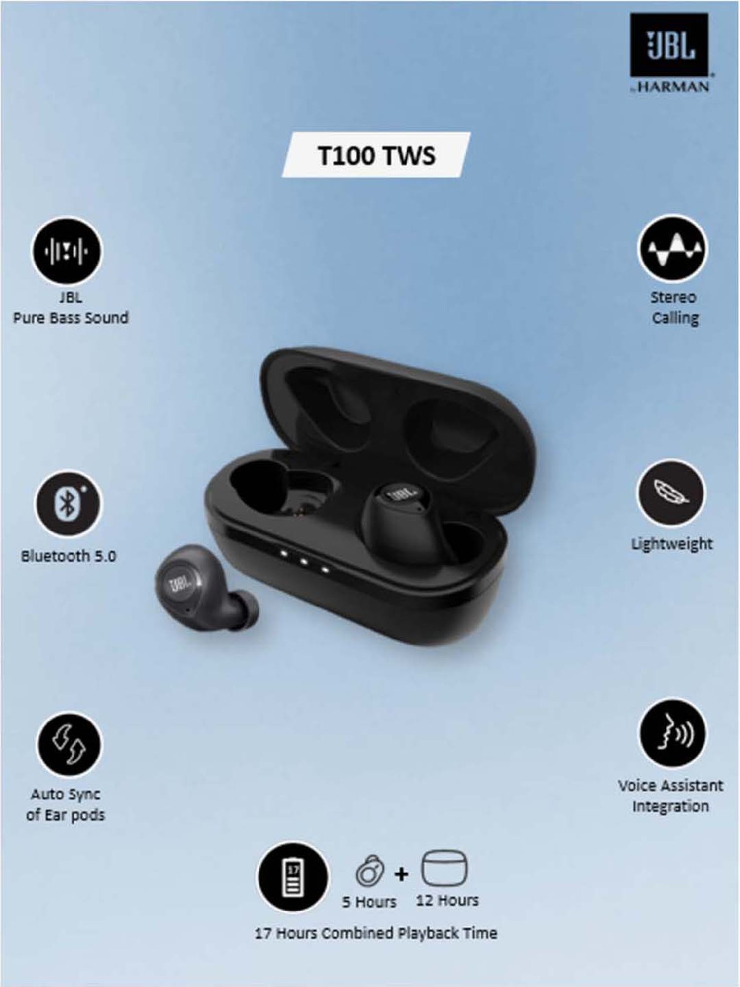 Buy JBL EarPods with Mic T100 Black Online At Best Price Tata