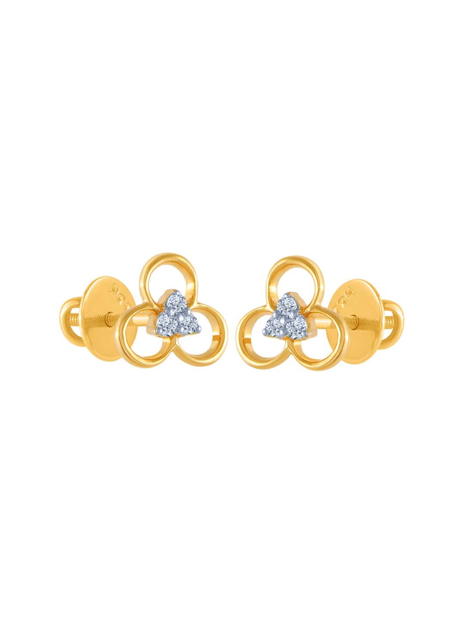 Buy Gold Clip on Diamond Earrings Online |PC Chandra Stud Earrings