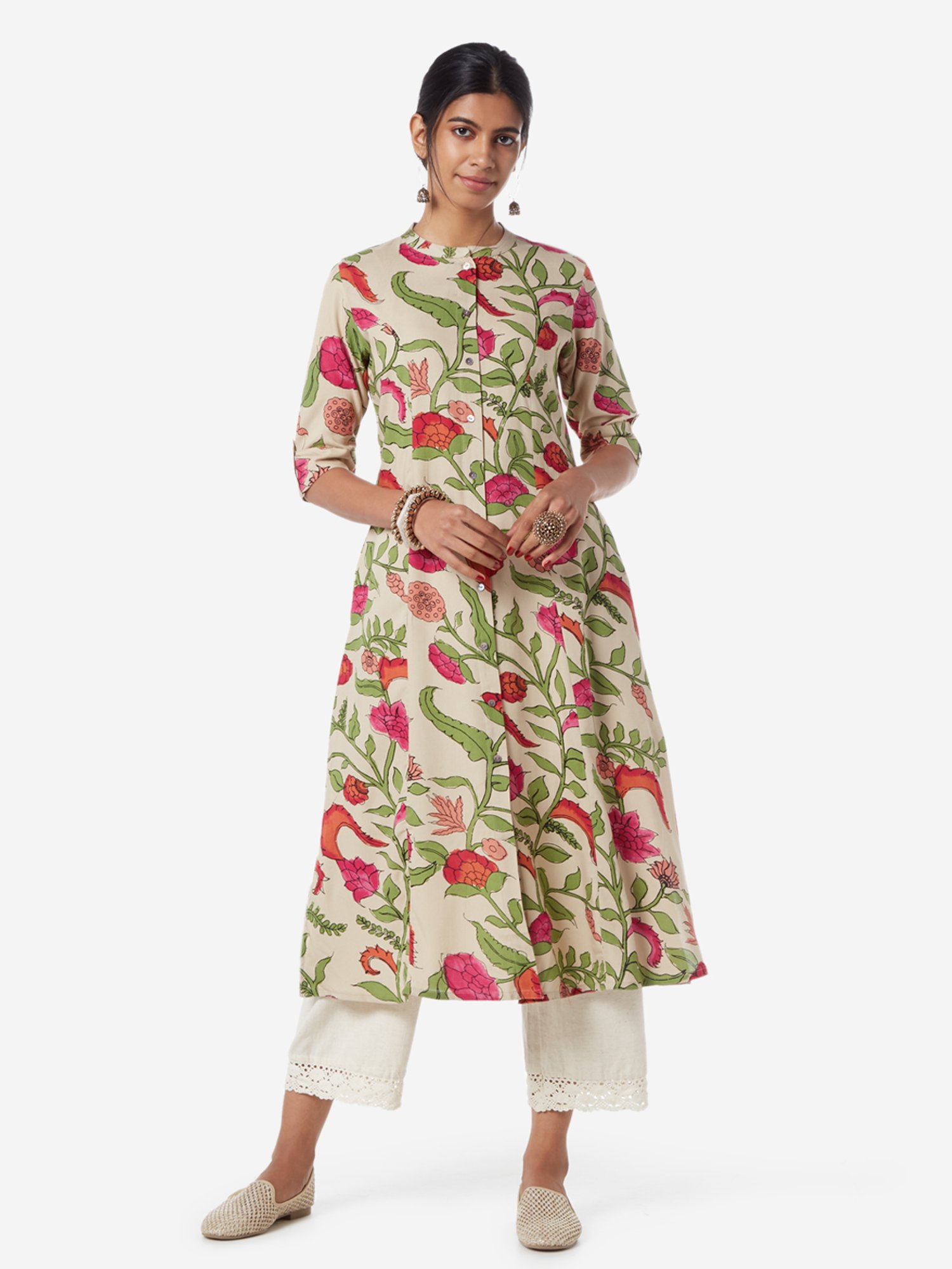 Buy Utsa by Westside Turquoise Floral Design ALine Kurta for Online  Tata  CLiQ