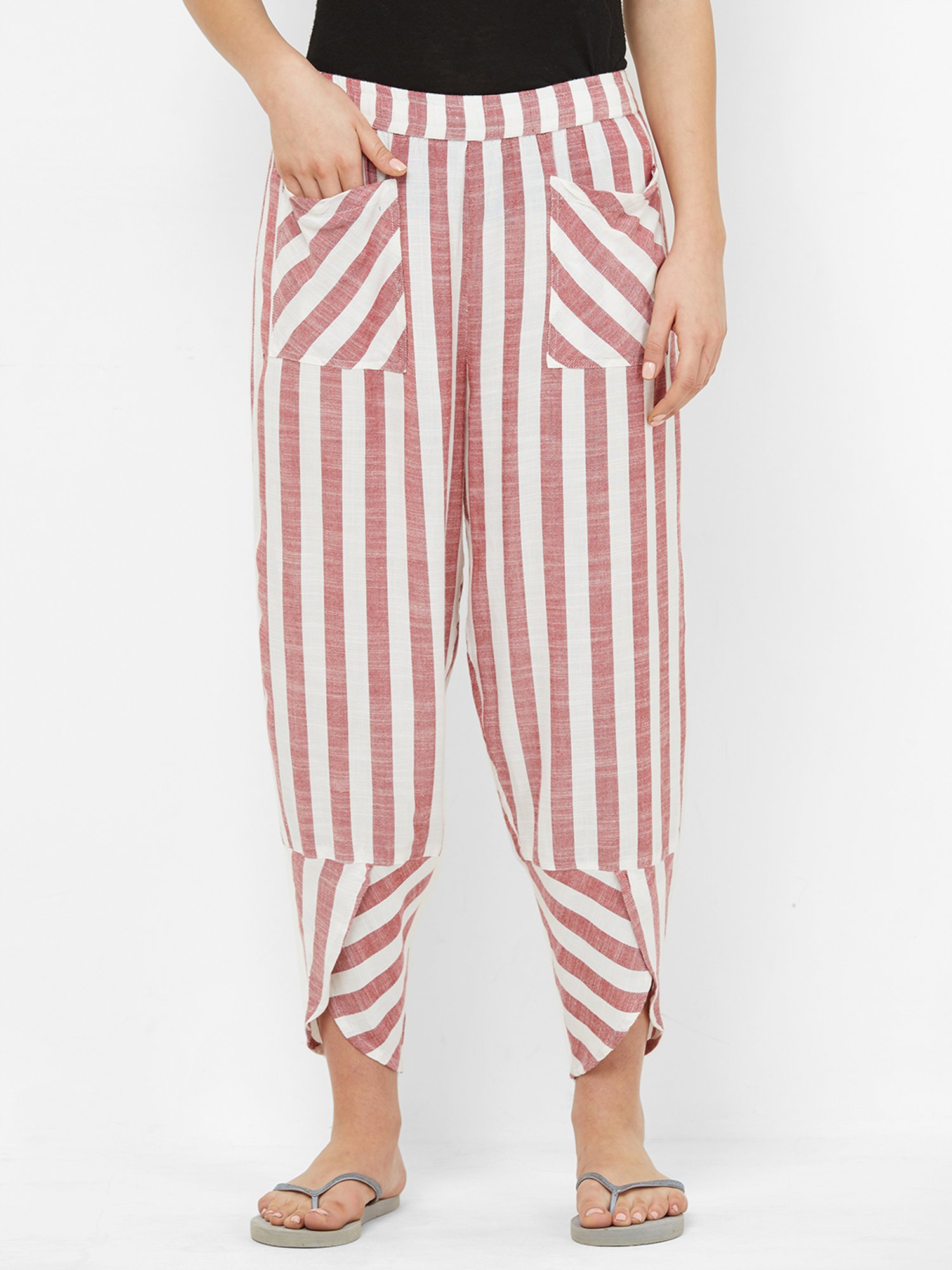 Red fish printed top with striped pants  set of two by The Cotton Staple   The Secret Label
