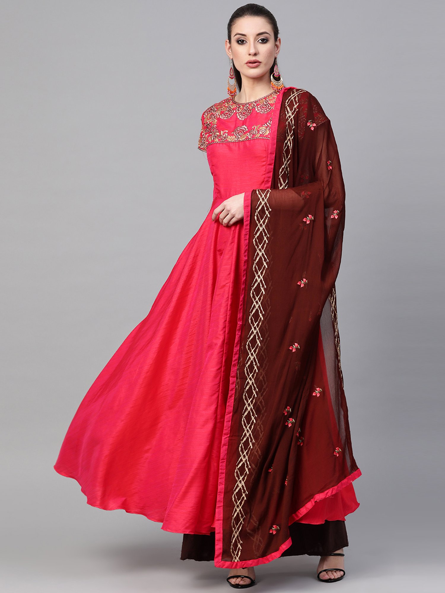 inddus anarkali kurta with dupatta