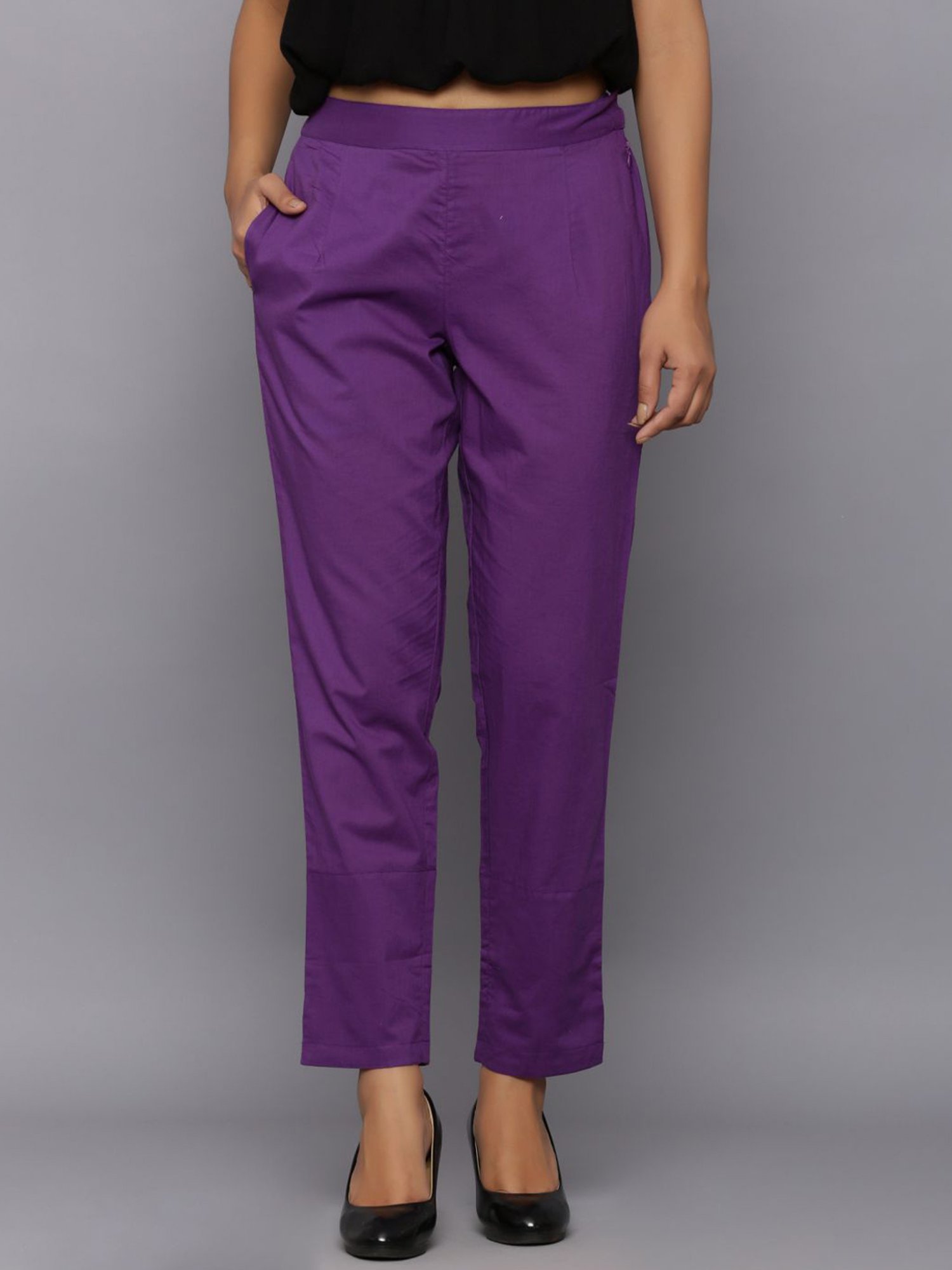Buy Under Fourteen Only Skinny Fit Girls Purple Trousers online   Looksgudin