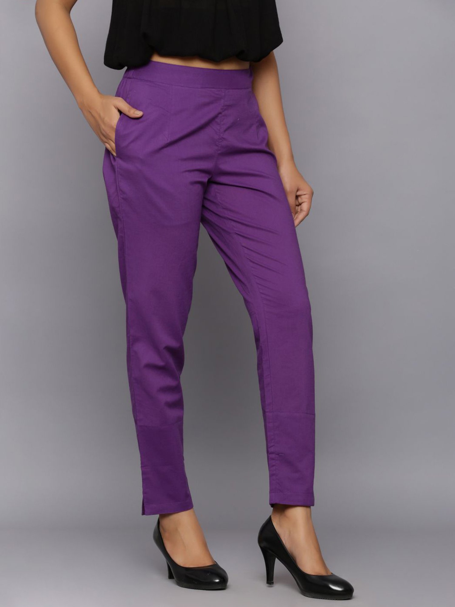 Buy Folksong By W Purple Embroidered Pants for Women Online  Tata CLiQ