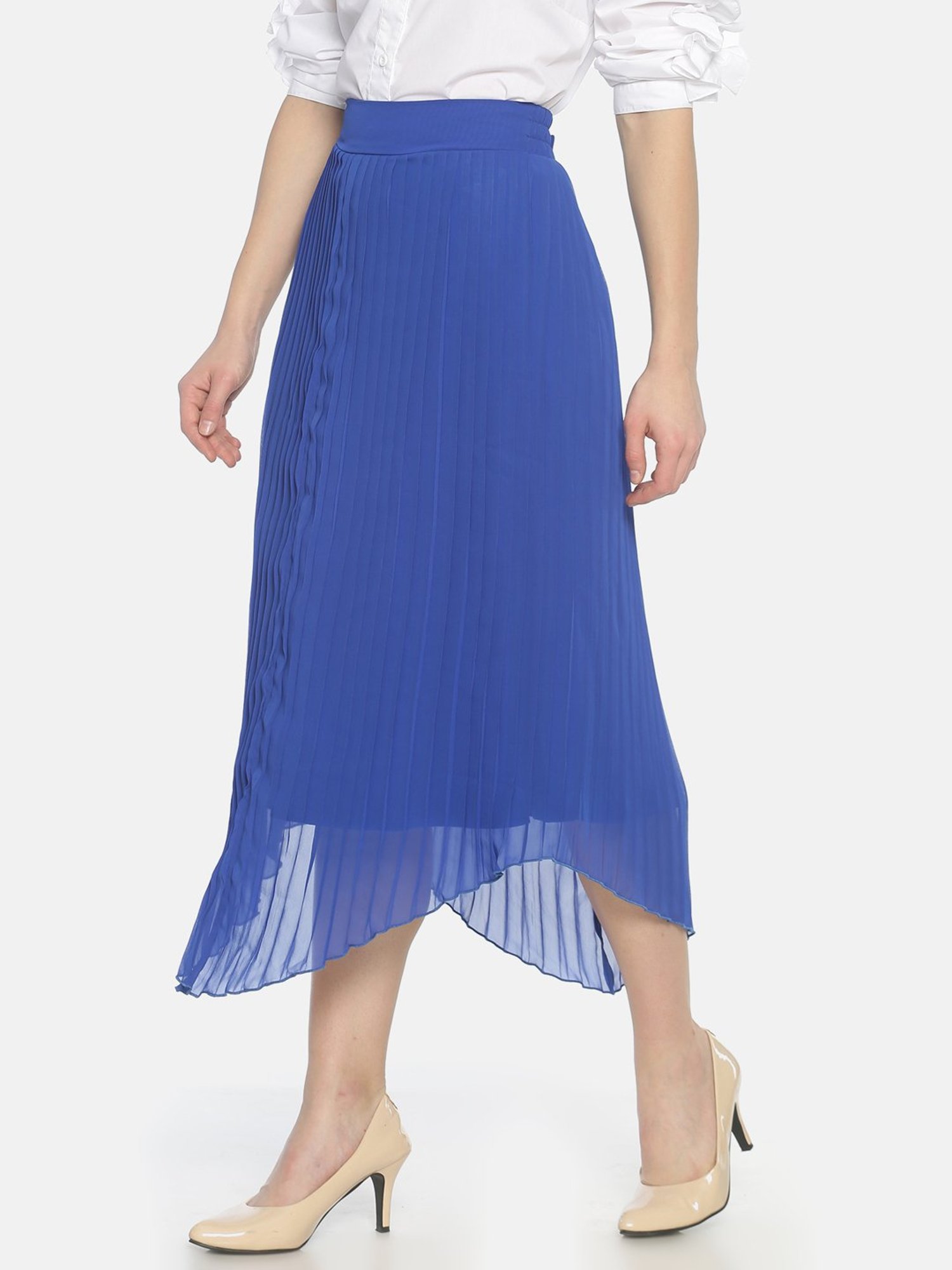 Royal blue below knee sale skirt