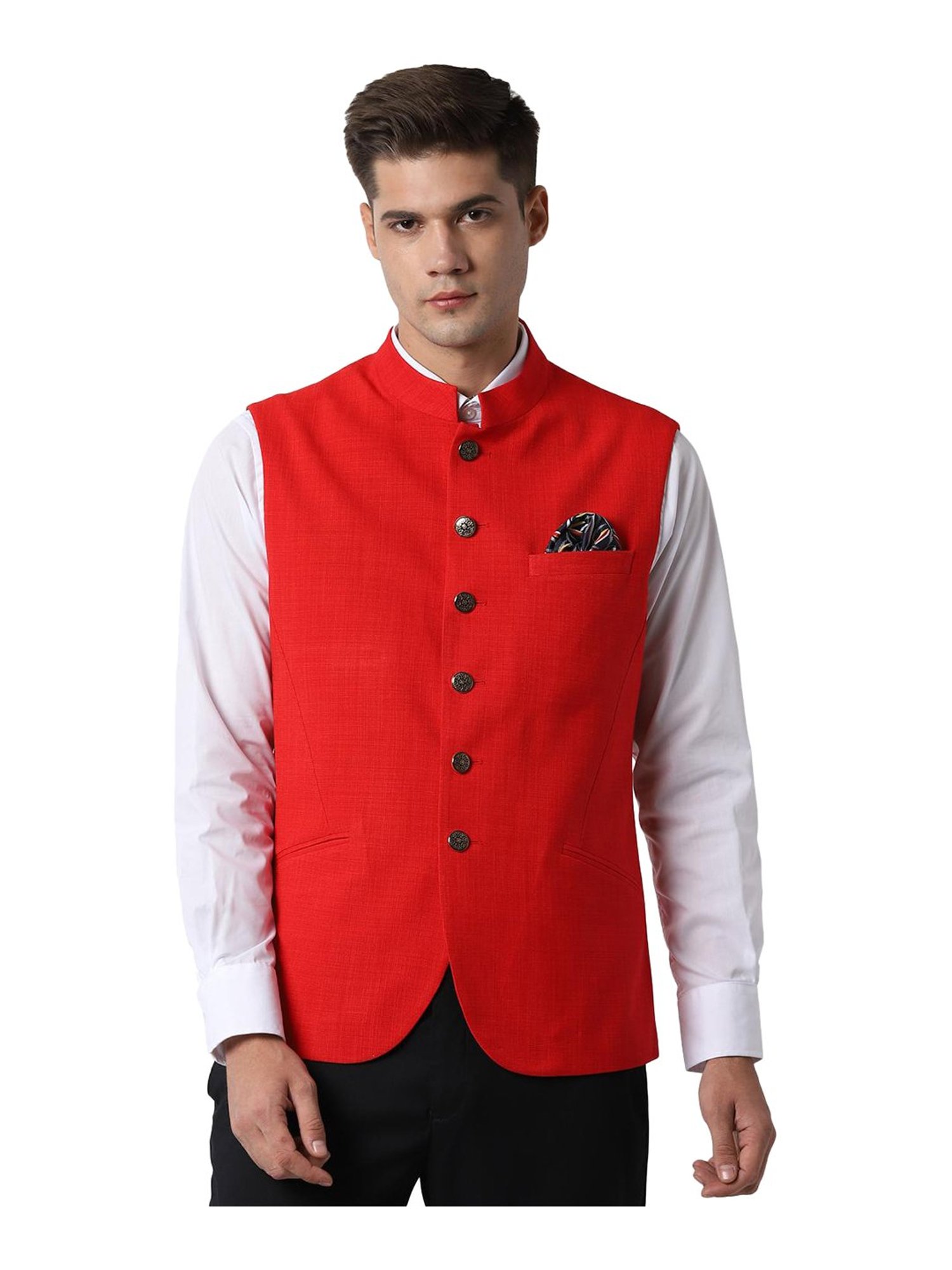 Buy KISAH Kurta And Churidar With Red Nehru Jacket (Set of 3) online