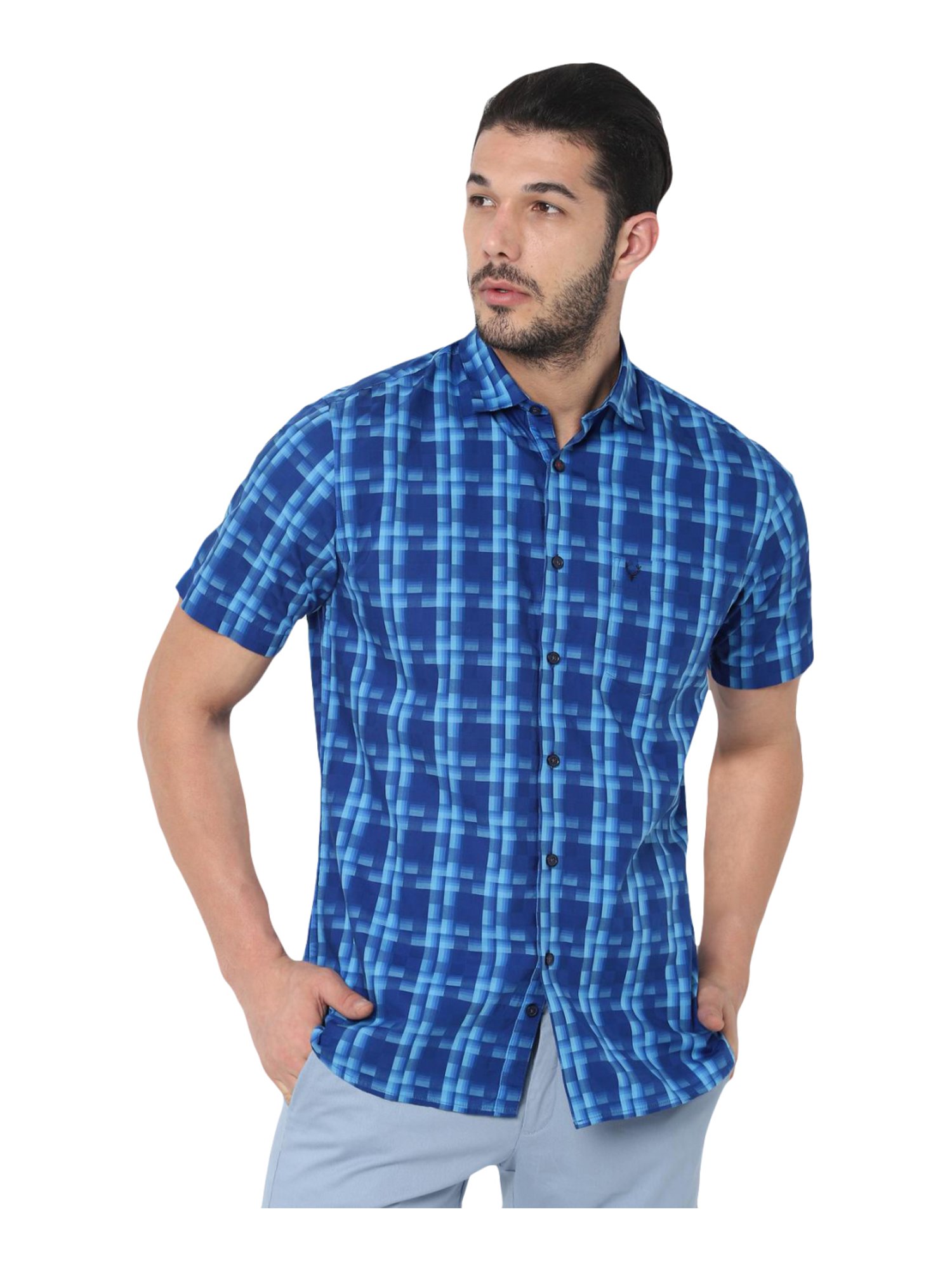 Buy Allen Solly White & Blue Cotton Regular Fit Printed Shirt for Mens  Online @ Tata CLiQ