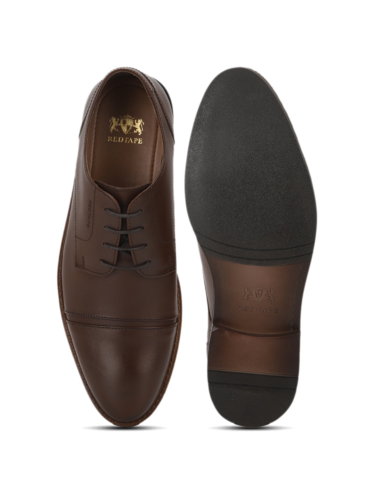 Buy Red Tape Teak Brown Derby Shoes for 