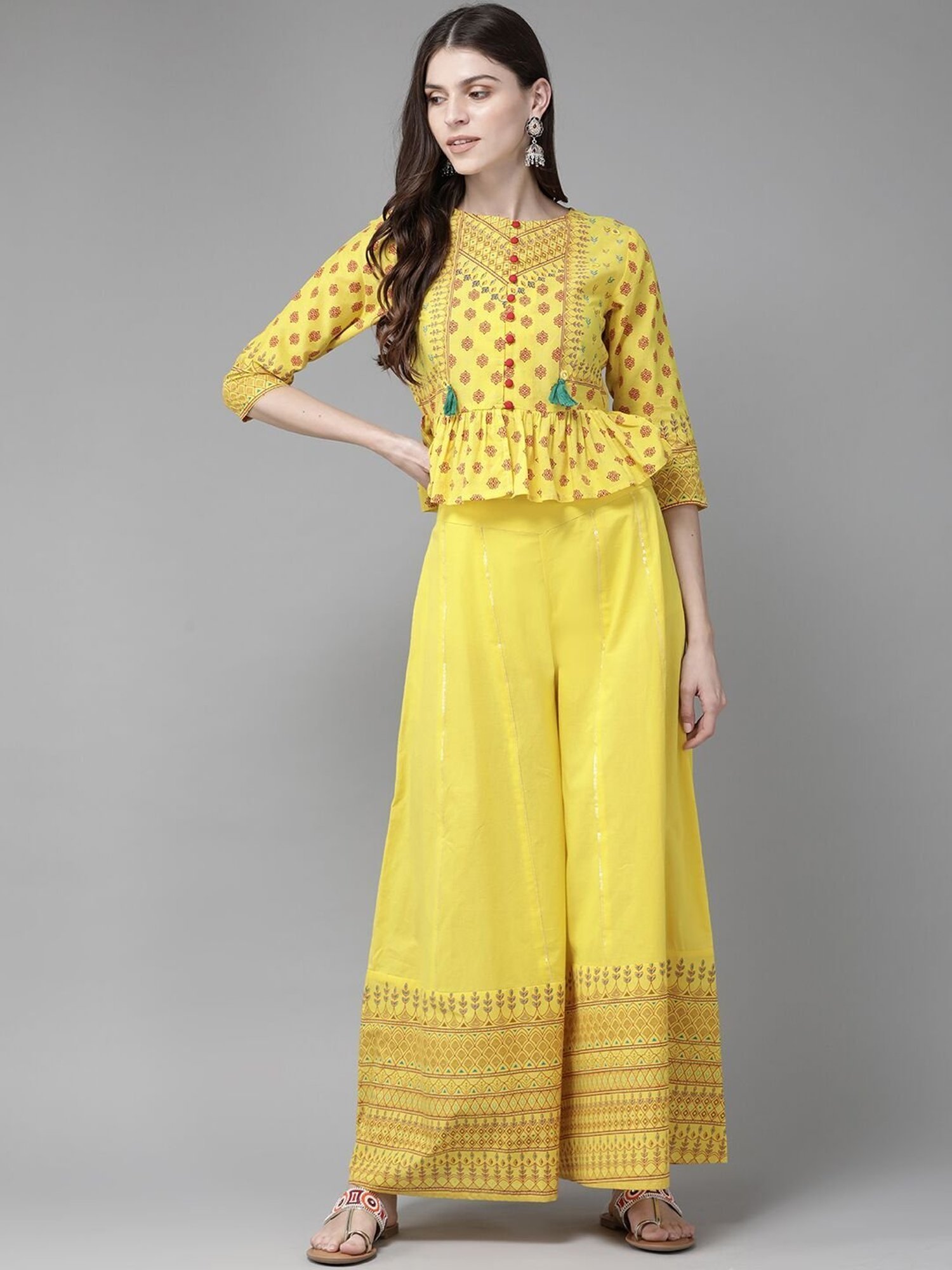 Yellow top cheap with palazzo