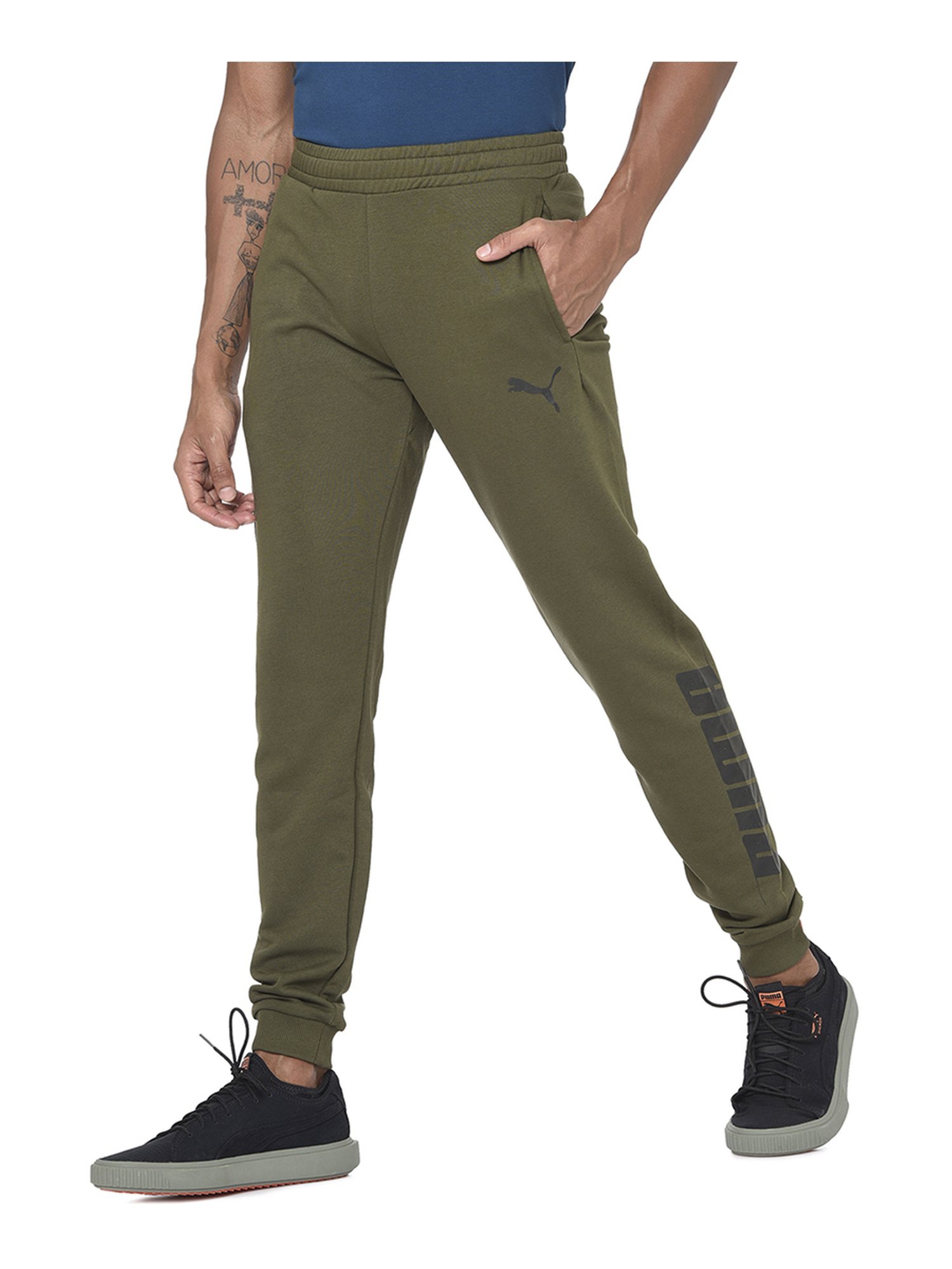 puma olive green joggers