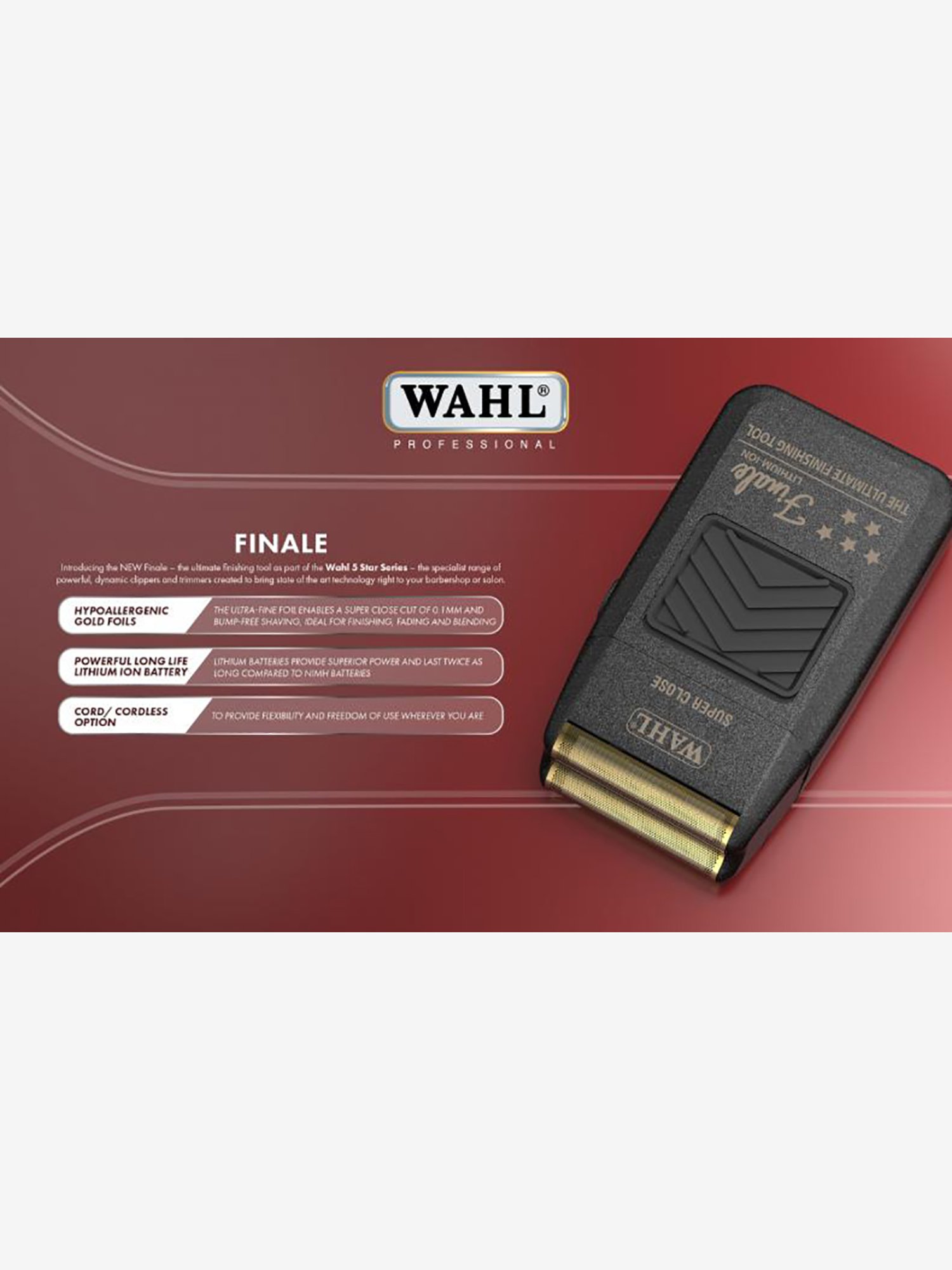  Wahl Professional 5 Star Finale Shaver with 90+ Minute Run  Time for Professional Barbers and Stylists : Beauty & Personal Care