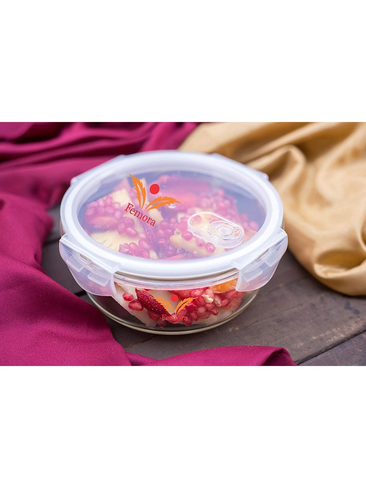 Leak Proof Food Storage Container With Air Vent Lid Of Borosilicate  Glass(940ml)