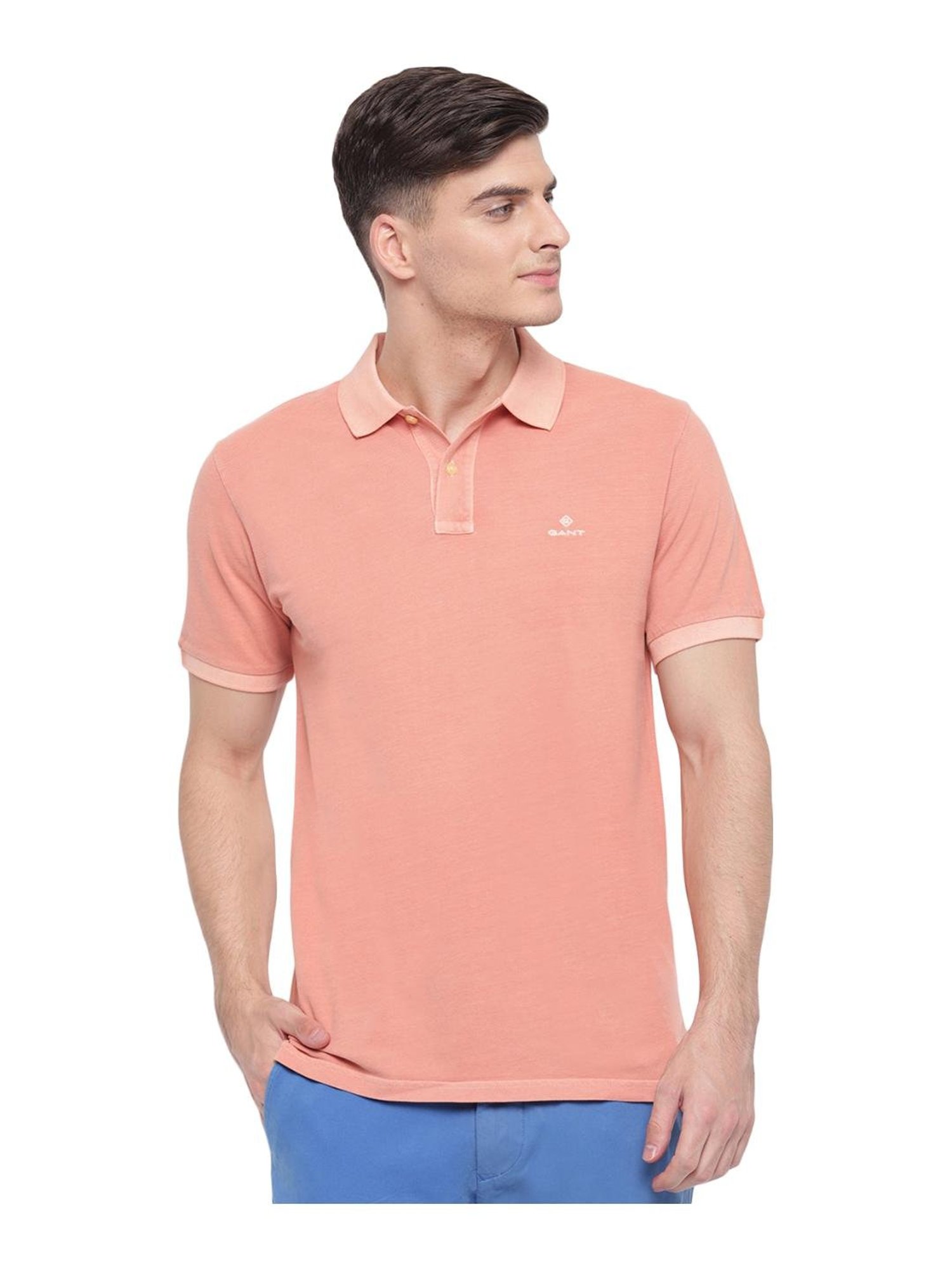 Halvkreds kaffe eskalere Buy GANT Orange Cotton Polo T-Shirt for Men Online @ Tata CLiQ