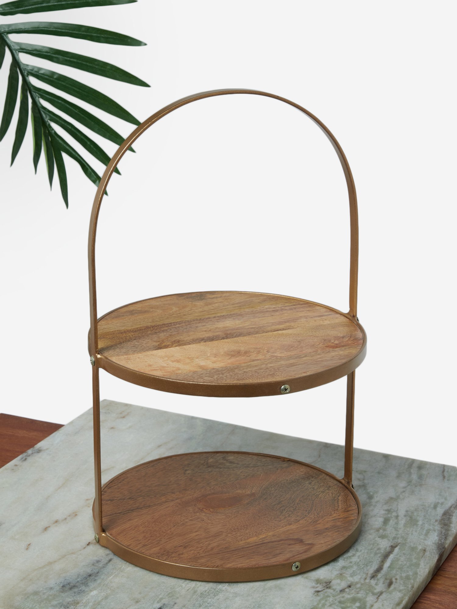 2 Tier Wooden Cake Stand - Brown – Folkulture India